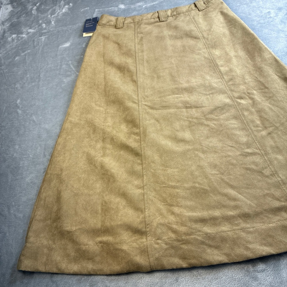 NWT Universal Thread Women's Size 12 Tan Faux Suede Button Front Midi Skirt - Picture 14 of 16
